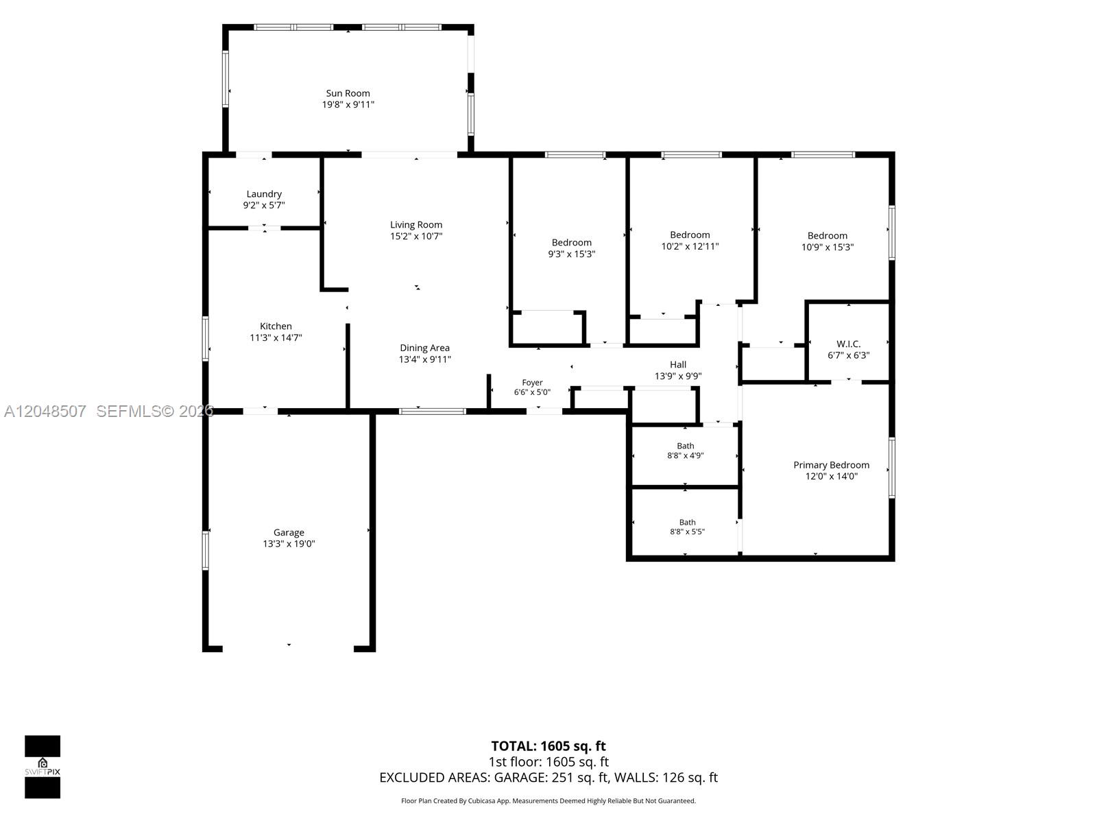 This is a floor plan of a single-story house with four bedrooms and a garage — 10688 Sleepy Brook Way, Boca Raton FL 33428, BOCA RATON, FL