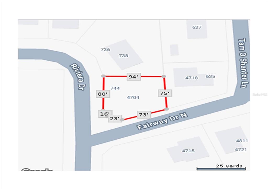 This is a map showing the property boundaries and dimensions of a residential lot — 4704 FAIRWAY DRIVE N, PUNTA GORDA, FL