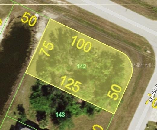 This is a map showing the property lines and dimensions of a vacant residential lot — 155 APOLLO DRIVE, ROTONDA WEST, FL