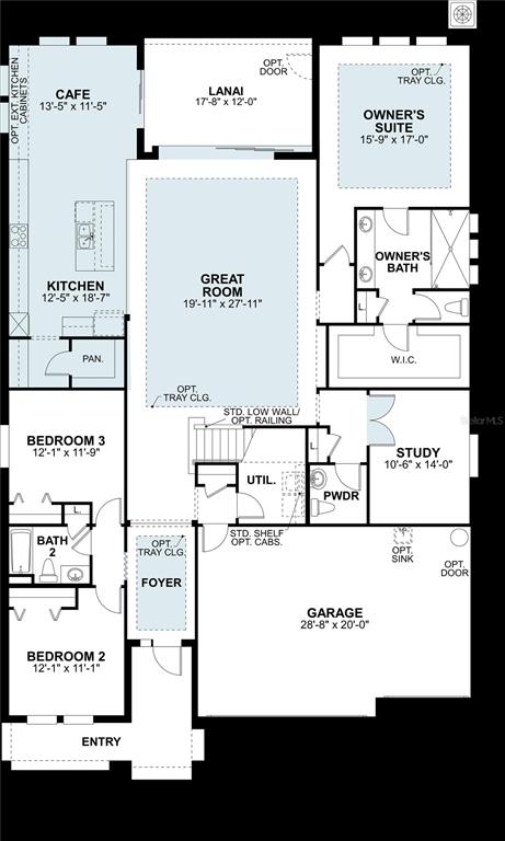 This is a floor plan for a single-story house featuring three bedrooms, a garage, and lanai — 34668 LEGACY ACRES DRIVE, ZEPHYRHILLS, FL