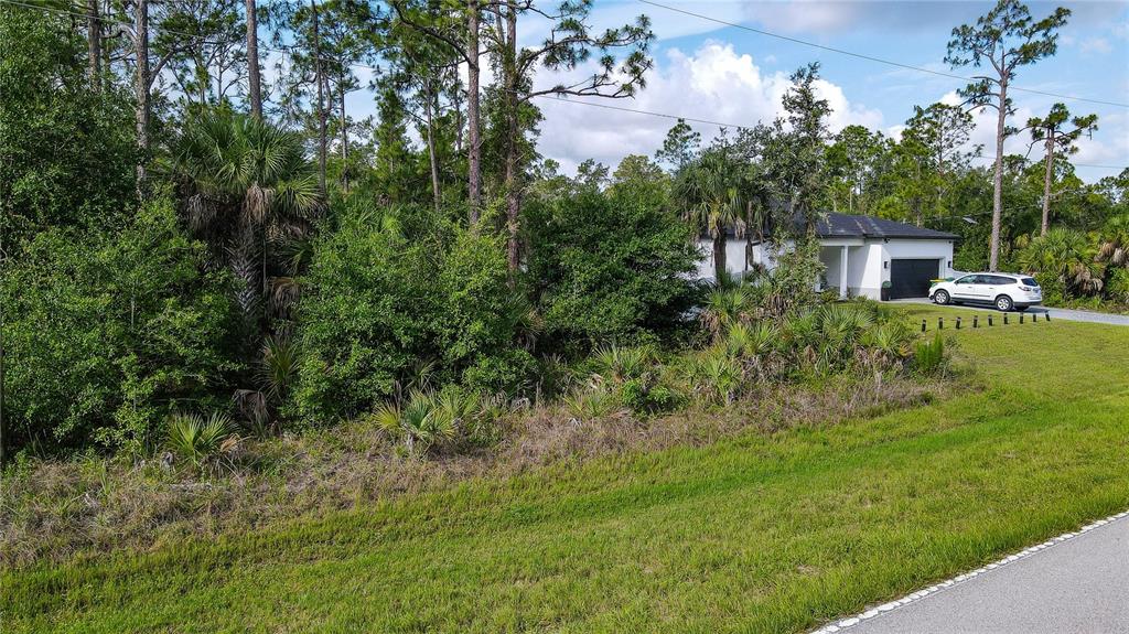 A white house with a garage sits behind dense trees and a grassy roadside — 1213 BISCAYNE DRIVE, PORT CHARLOTTE, FL