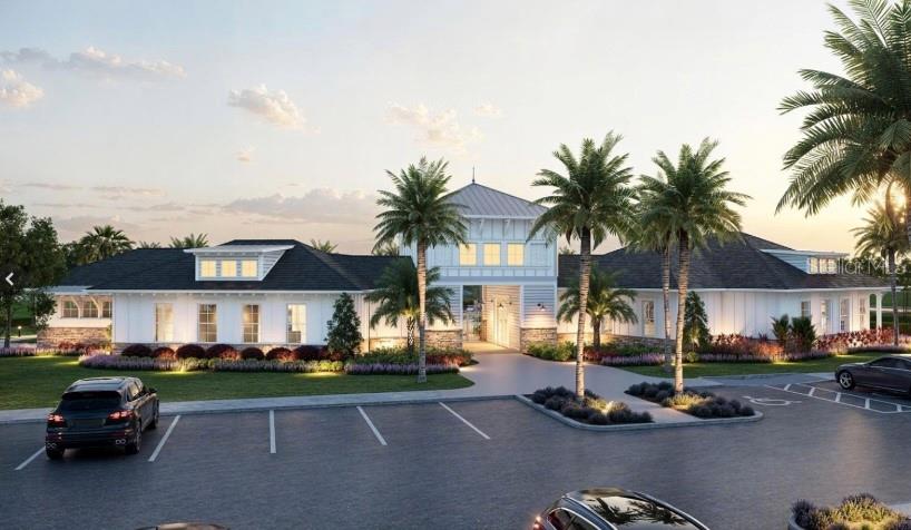 A covered front porch features gray paver flooring, a modern glass-paneled door, and white siding — 721 ANEGADA LANE, SARASOTA, FL