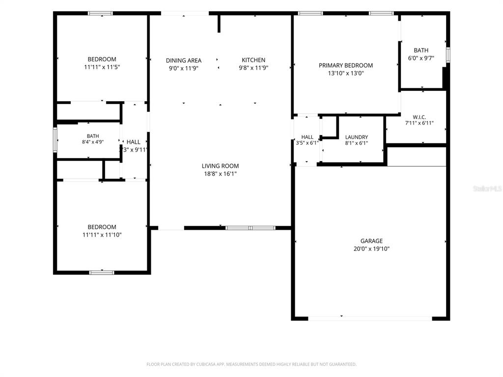 This is a floor plan of a house with three bedrooms, two bathrooms, and a garage — 1437 NE 161ST PLACE, CITRA, FL
