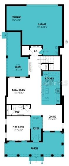 This is a floor plan for the first level of a home featuring a porch — 2504 CELEBRATION BOULEVARD, CELEBRATION, FL