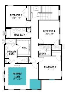This is a floor plan for the upper level of a house featuring four bedrooms — 2504 CELEBRATION BOULEVARD, CELEBRATION, FL