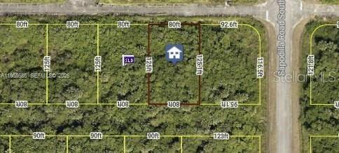 An aerial map shows a rectangular plot of land highlighted among surrounding vacant lots — 1004 WALCOTT ST SW, Palm Bay FL 32908, PALM BAY, FL