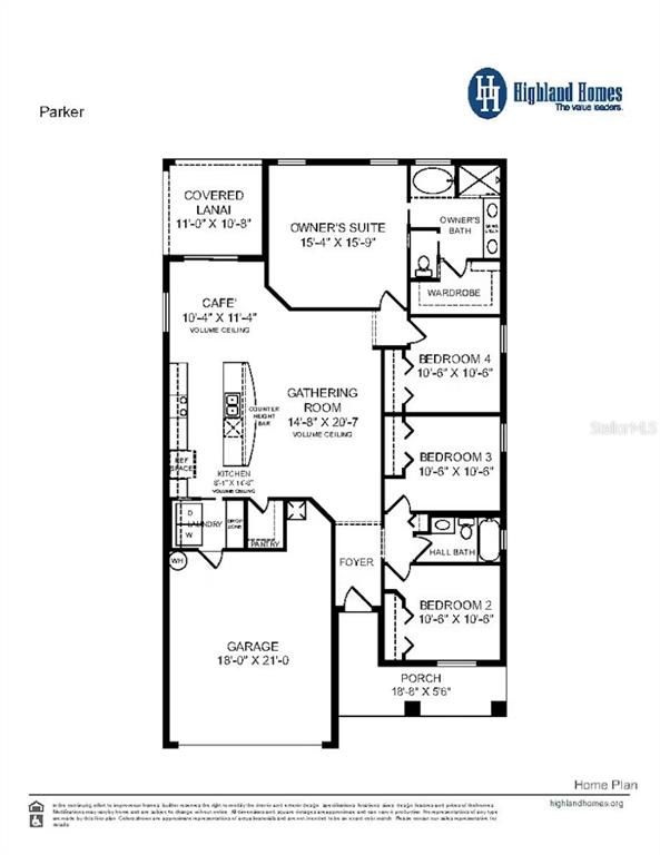 This is a floor plan for a single-story home featuring four bedrooms and a garage — 2378 VICTORY RIDGE DRIVE, LAKELAND, FL