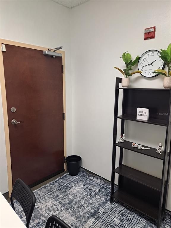 A room features a dark wood door, a black bookshelf, and a patterned area rug — 7345 W SAND LAKE ROAD UNIT 316, ORLANDO, FL