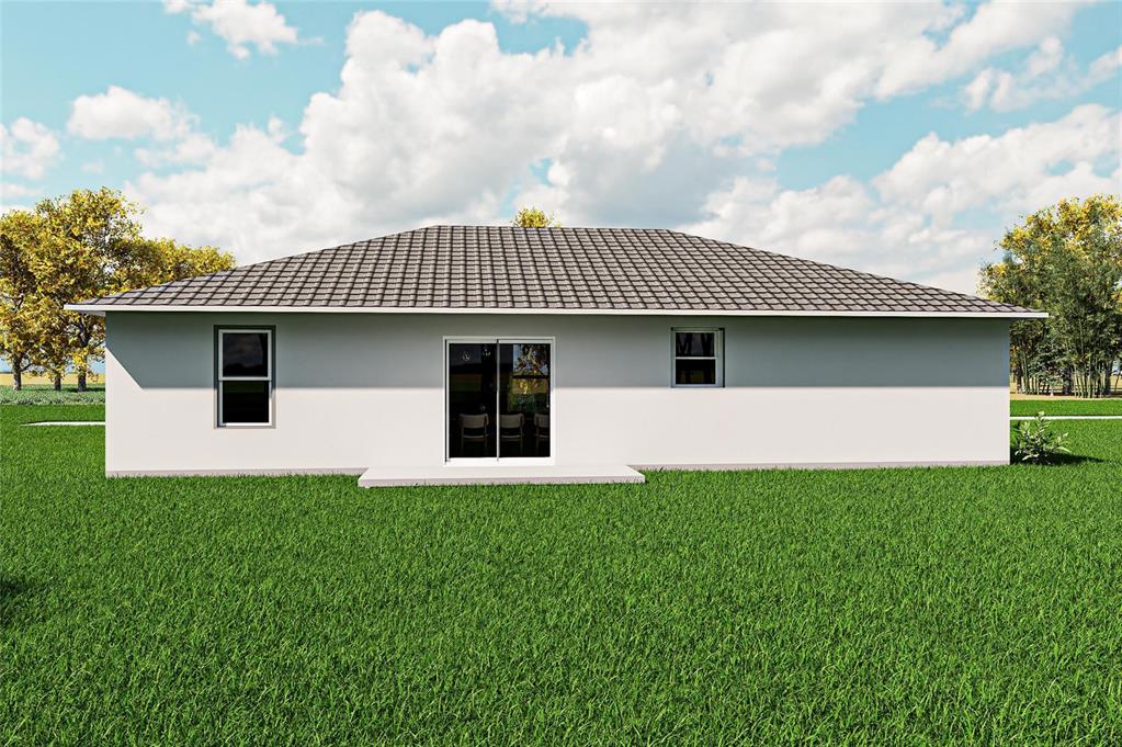 This is a digital rendering of the rear exterior of a single-story house — 00 SW SEA CLIFF AVENUE, DUNNELLON, FL