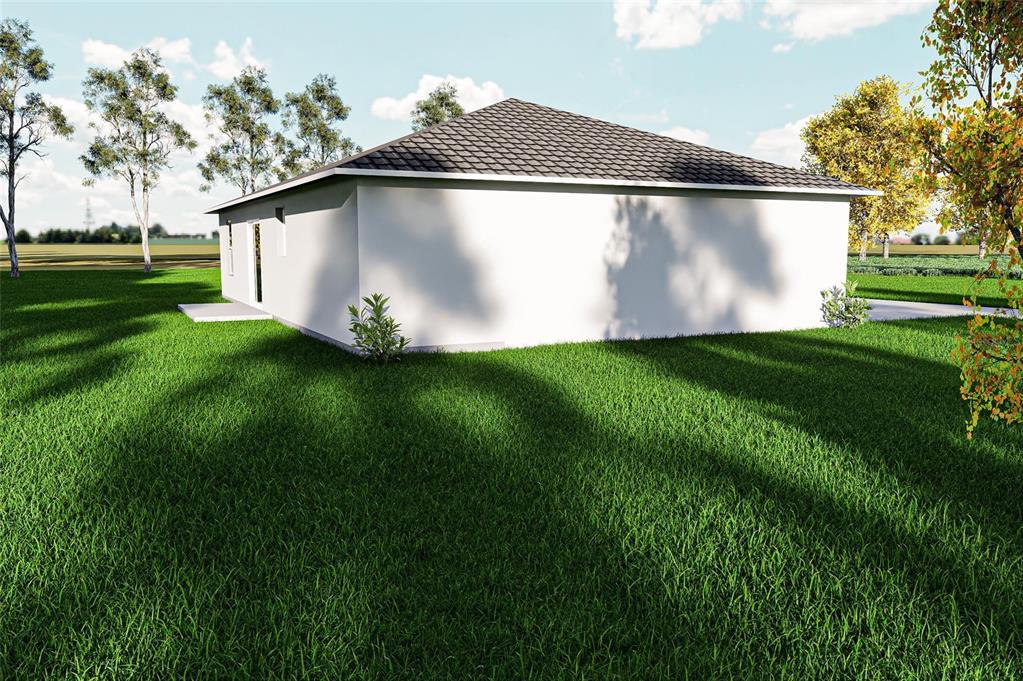 This is a digital rendering of the exterior side and rear of a white house — 00 SW SEA CLIFF AVENUE, DUNNELLON, FL