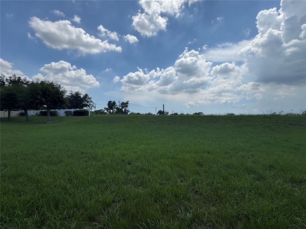 A grassy, sloped vacant lot under a bright blue sky with scattered clouds — 317 DOWN PINE DRIVE, SEFFNER, FL