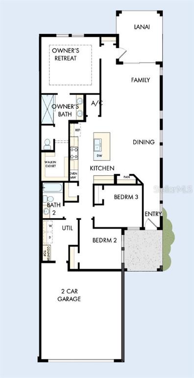 This is a floor plan for a single-story home featuring three bedrooms, a two-car garage, and a lanai — 2820 MARRAKESH LANE, SARASOTA, FL