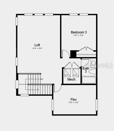 This is a floor plan of an upper level featuring a loft, bedroom, and flex space — 30247 IMPERATI BOULEVARD, WESLEY CHAPEL, FL