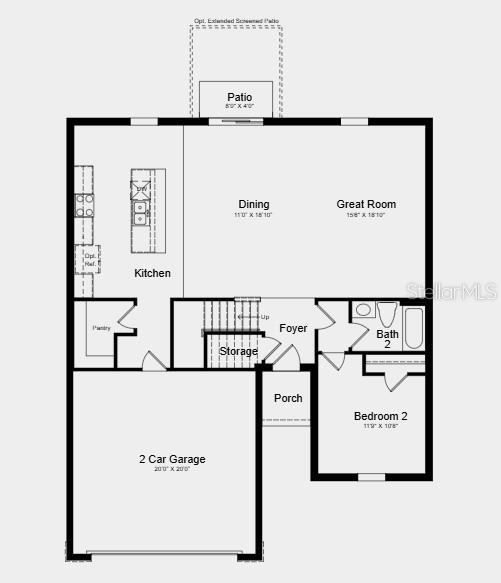 This is a floor plan for the first level of a home with a garage — 5473 ISLA SAONA DRIVE, KISSIMMEE, FL