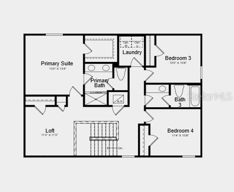 This is a floor plan of a house's second level featuring four rooms and a loft — 5473 ISLA SAONA DRIVE, KISSIMMEE, FL