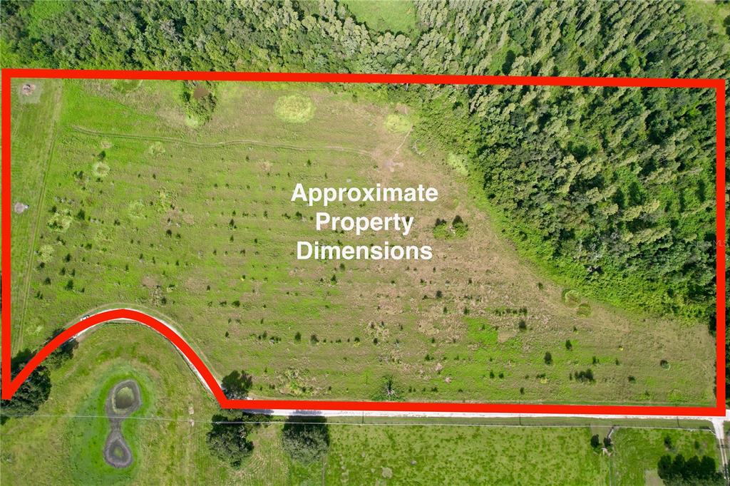 An aerial view shows a large, rectangular plot of land outlined in red — 0 HANCOCK ROAD, LAKELAND, FL