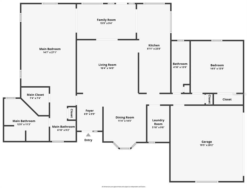 This is a floor plan of a single-story house with a garage and multiple rooms — 2405 SE 52ND AVENUE, OCALA, FL
