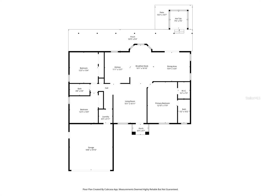 This is a floor plan of a single-story house with three bedrooms and a garage — 13124 SNOWY PLOVER AVENUE, WEEKI WACHEE, FL
