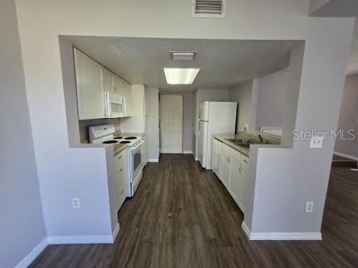 A kitchen with white cabinets, stainless steel appliances, and wood-look flooring — 103 COCONUT PALM WAY, DAVENPORT, FL