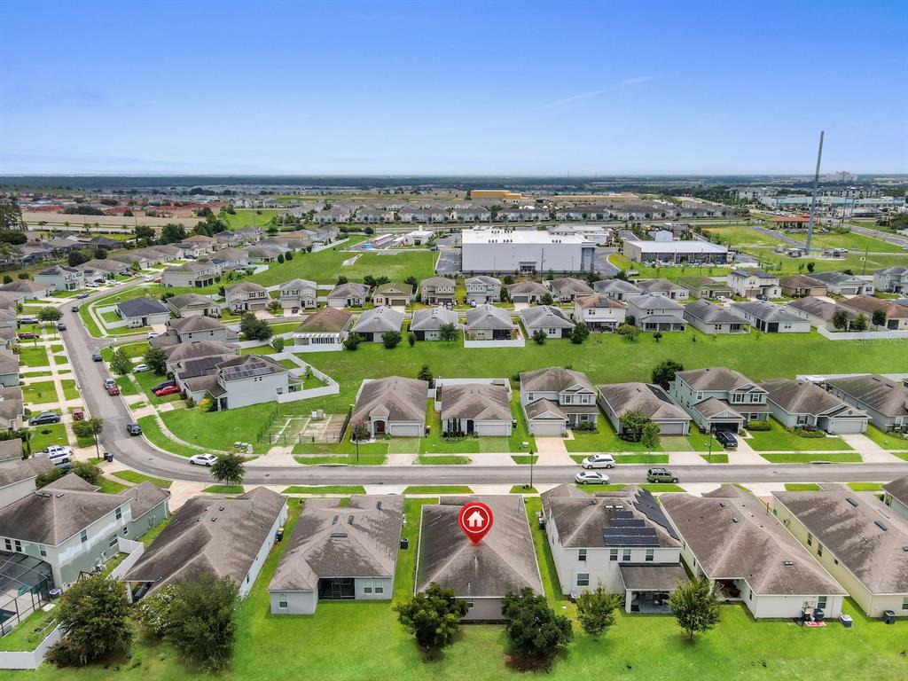 An aerial view shows a suburban neighborhood with a red house icon marking a specific home — 149 BELLA VERANO WAY, DAVENPORT, FL