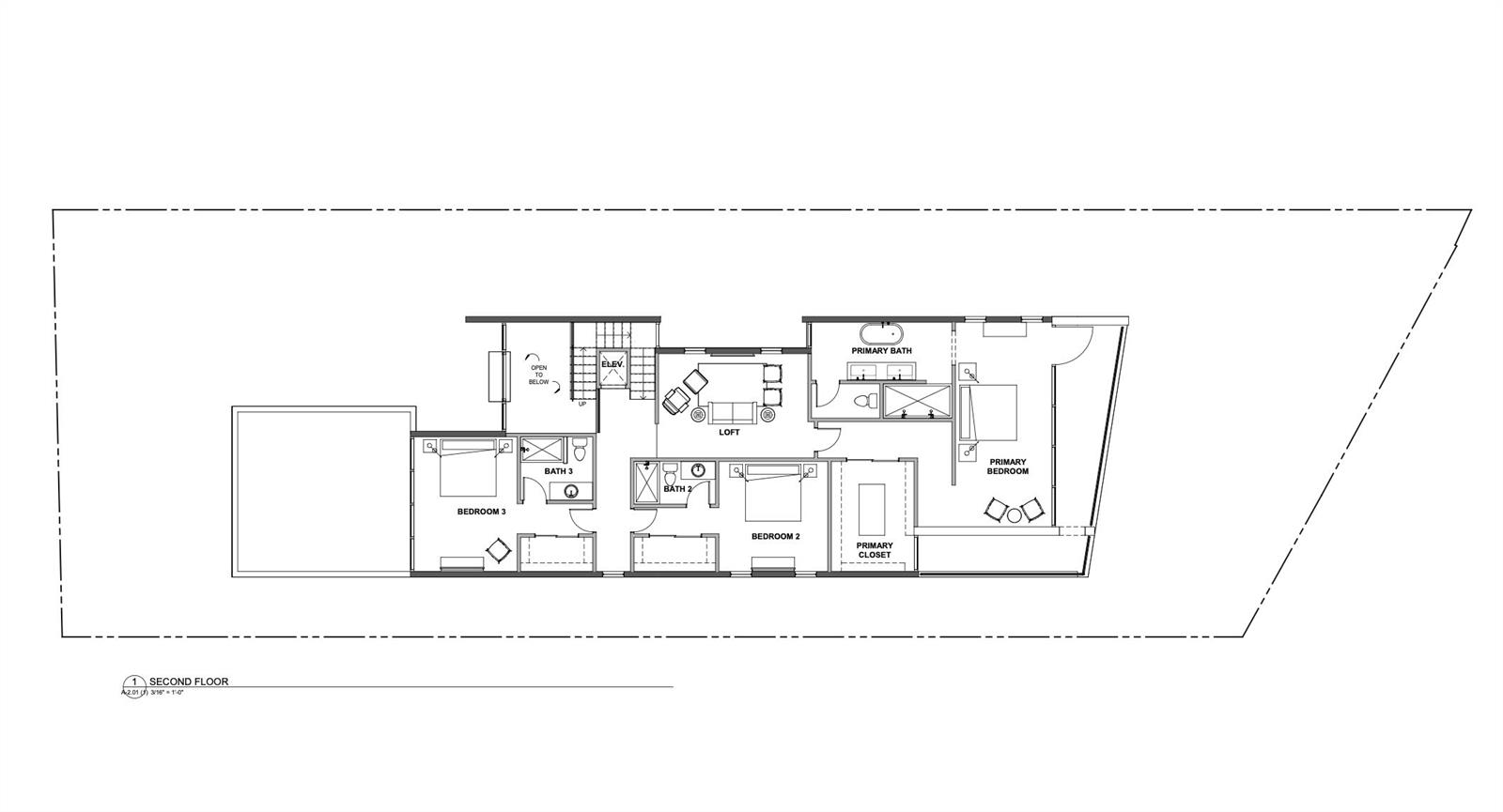 This is a floor plan for the second level of a house featuring three bedrooms — 265 E 23rd Street, Riviera Beach FL 33404, RIVIERA BEACH, FL