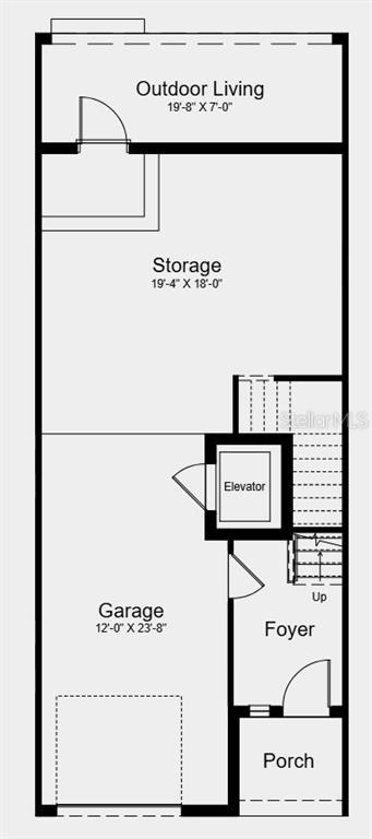 This is a floor plan of a ground level featuring a garage, storage, and elevator — 1623 SEA HAVEN DRIVE UNIT 306, PUNTA GORDA, FL