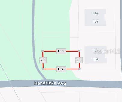 This map shows a rectangular plot of land measuring 104 feet by 53 feet — 00 S BAILEY AVENUE, BROOKSVILLE, FL