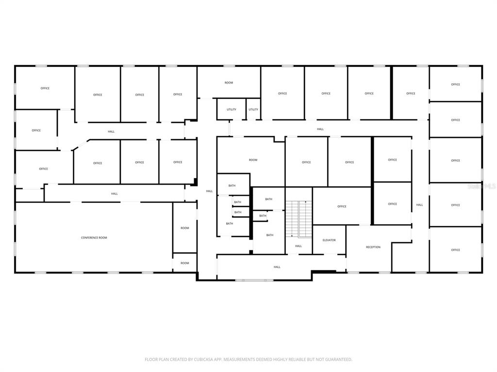 This is a floor plan of a commercial office space with multiple rooms and hallways — 1920 BOOTHE CIRCLE, LONGWOOD, FL