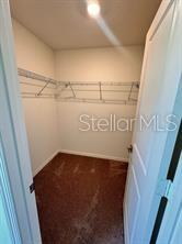 A walk-in closet features carpeted flooring and wire shelving mounted on the walls — 9282 WESTSIDE HILLS DRIVE, DAVENPORT, FL