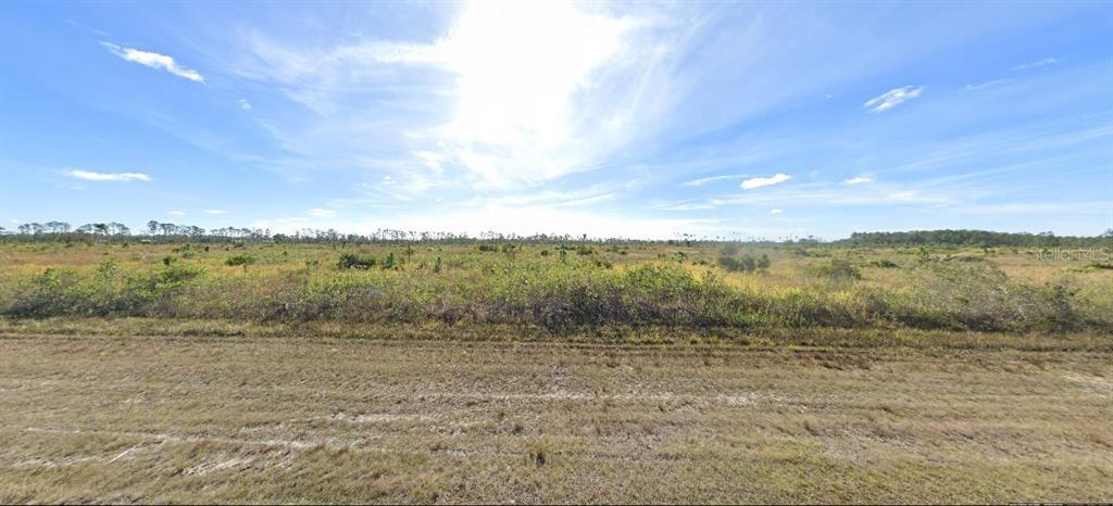A wide, flat, undeveloped grassy field under a bright blue sky with scattered clouds — 621 CALLIANDRA DRIVE, LAKE WALES, FL