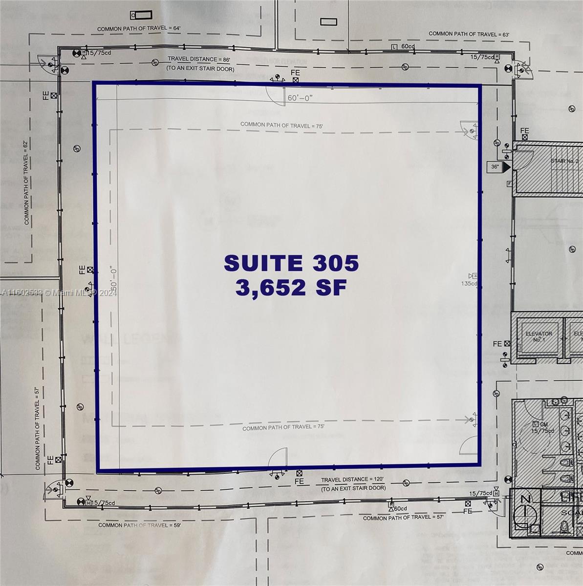 This is a floor plan for Suite 305, measuring 3,652 square feet — 42 NW 27th Ave # 305, Miami FL 33125, MIAMI, FL