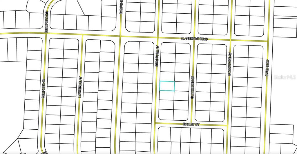 This is a map showing a residential neighborhood layout with a highlighted property lot — Lot 12 Unit 16 Blk 796 BRADFORD AVENUE, CHIPLEY, FL