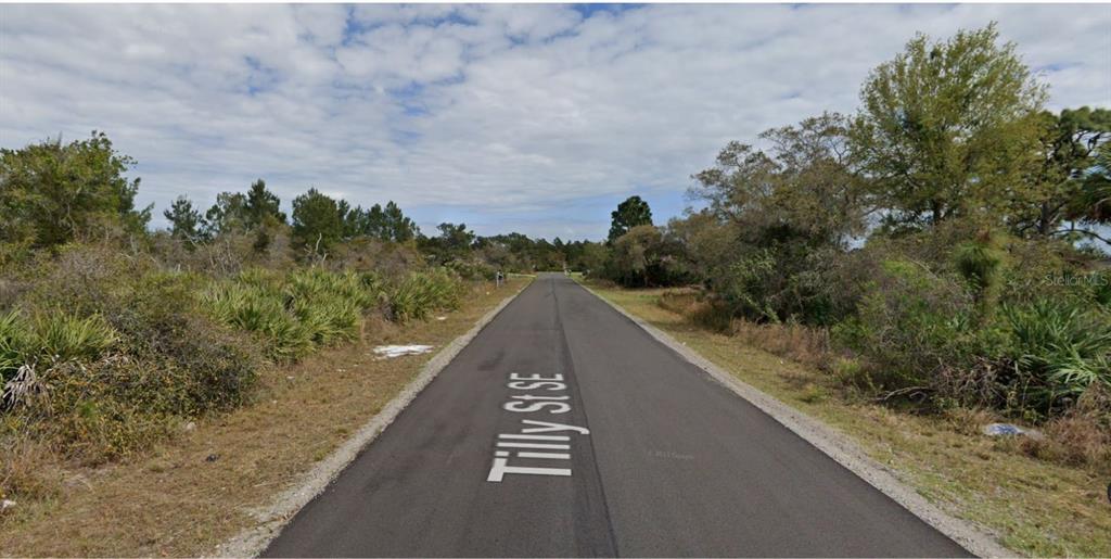 A paved road stretches through a wooded area with dense vegetation on both sides — 1643 & 1651 TILLY STREET SE, PALM BAY, FL