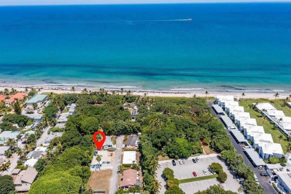An aerial view shows a coastal property with a red pin marking a house — 7 Belair Drive, Boynton Beach FL 33435, BOYNTON BEACH, FL