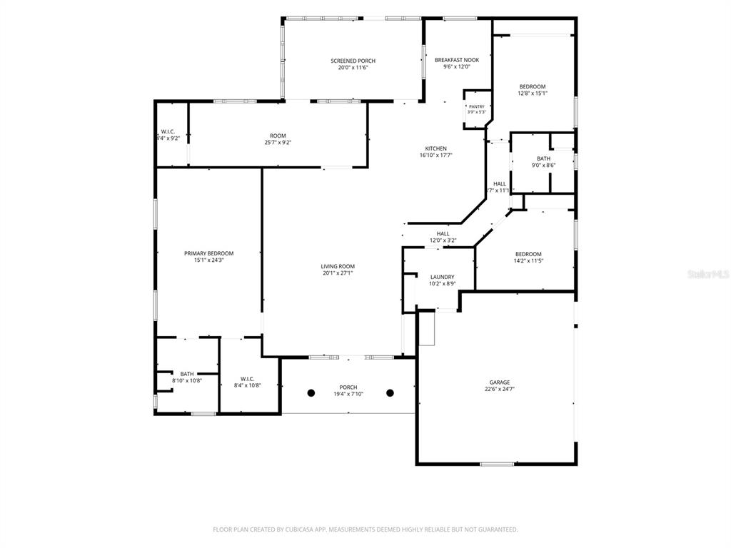 This is a floor plan of a single-story house with a garage and screened porch — 2657 W HAMPSHIRE STREET, INVERNESS, FL
