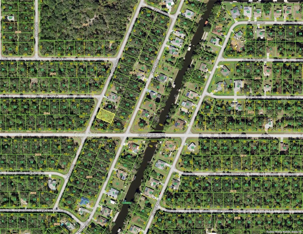 This is a map showing residential lots and streets in a suburban neighborhood — 544 BERTHOUD STREET, PORT CHARLOTTE, FL