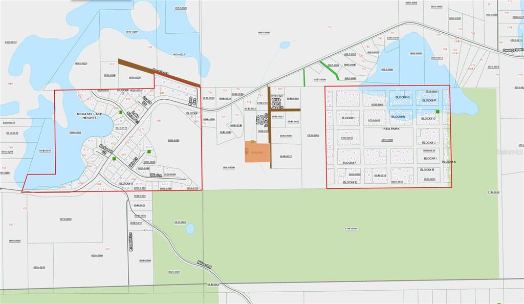This is a land survey map showing property boundaries, street layouts, and neighborhood blocks — GEORGETOWN DENVER POINT ROAD, GEORGETOWN, FL
