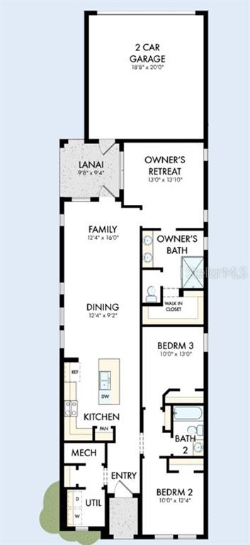 This is a floor plan for a single-story home with three bedrooms, two baths, and a garage — 5625 WHITE IBIS POINT, ST CLOUD, FL
