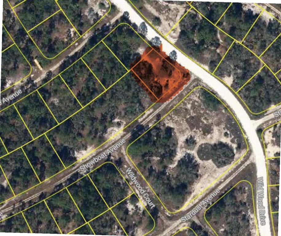 An aerial map view shows a highlighted residential lot located at a street intersection — 394 SHOWBOAT AVENUE, LAKE PLACID, FL
