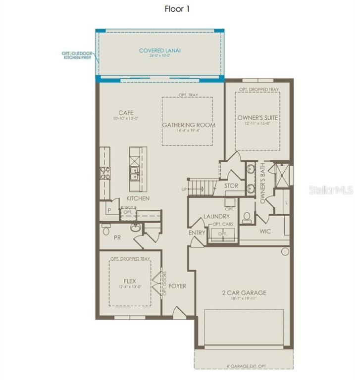 This is a floor plan for the first level of a residential home — 2216 BRANCHED OAK ROAD, ST CLOUD, FL