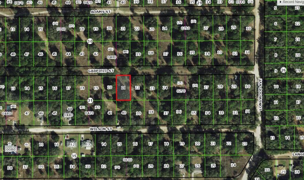 This is a map showing a highlighted parcel of land within a residential subdivision — 2305 GARFIELD STREET, INVERNESS, FL