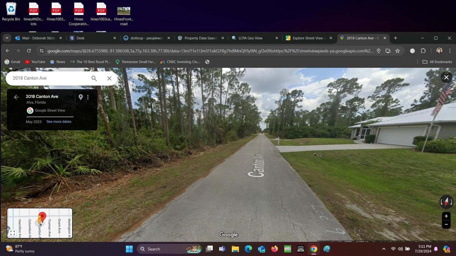 This Google Street View image shows a paved road in a residential area in Florida — 2018 Canton Avenue, FL 33920, FL