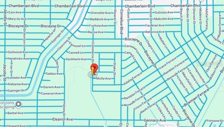 This is a map showing street names and a red location pin — 1320 COMMERCE ST, PORT CHARLOTTE, FL