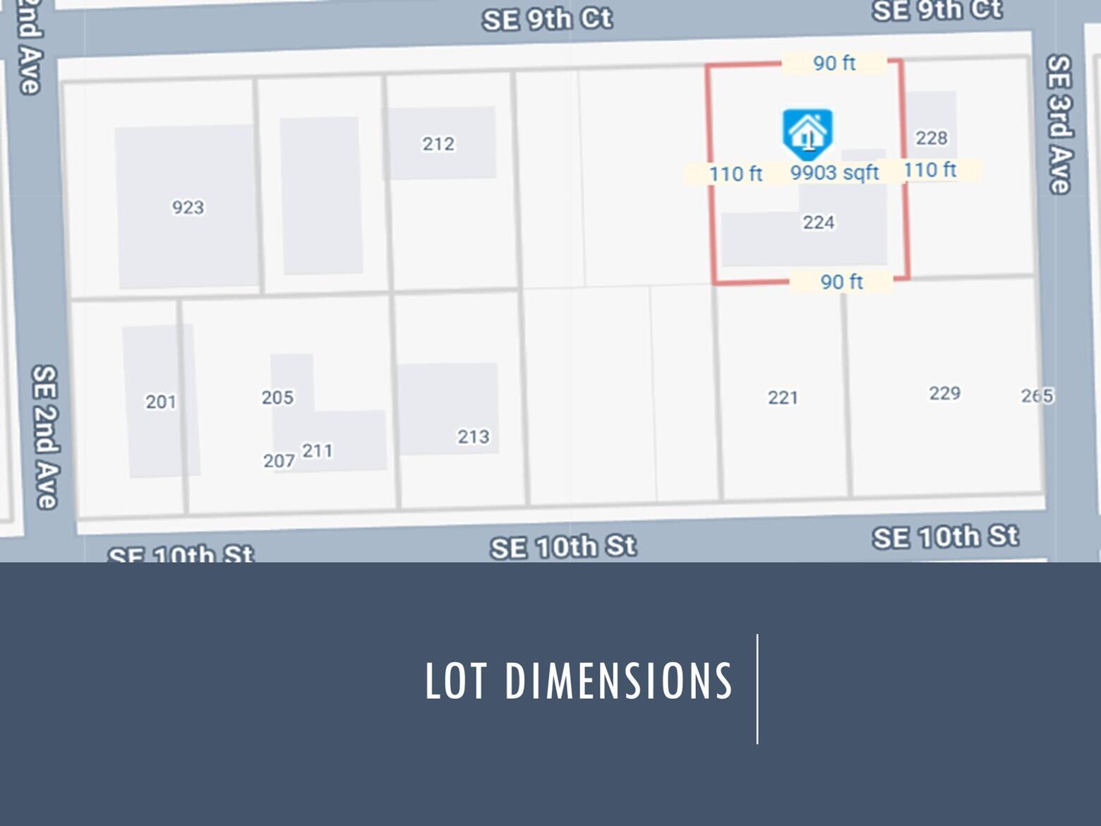 This map shows the dimensions and location of a property lot between city streets — 224 SE 9th Court # 4, Hallandale Beach FL 33009, HALLANDALE BEACH, FL