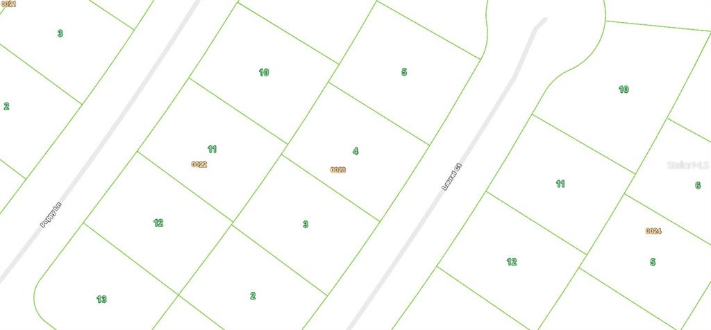 This is a map showing property lot lines and parcel numbers for a residential neighborhood — 7 LAUREL COURT, PLACIDA, FL