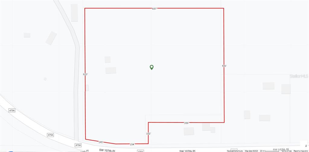 This is a map showing the property boundaries and dimensions of a plot of land — 2551 SW 107TH PLACE, OCALA, FL