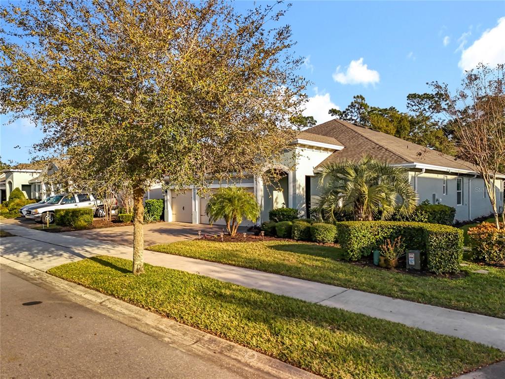 A single-story house with a two-car garage, a paved driveway, and a landscaped front yard — 295 NORTHCOTE COURT, DELAND, FL