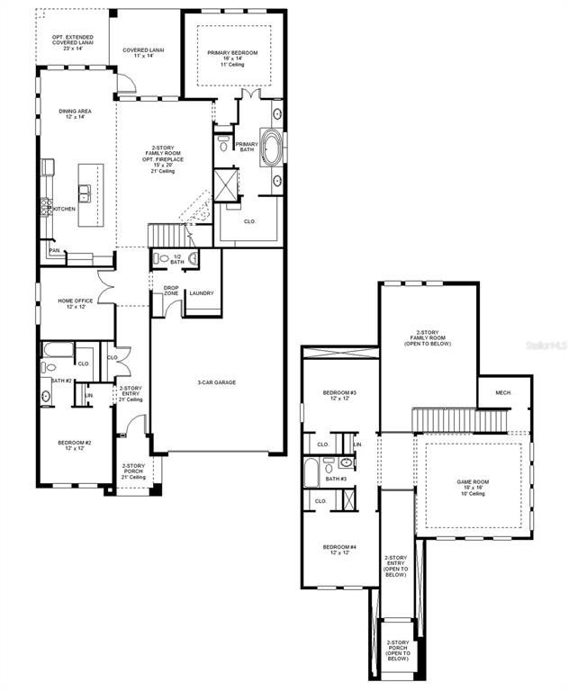 This is a floor plan showing the first and second levels of a residential home — 18520 WITHERS PLACE, BRADENTON, FL