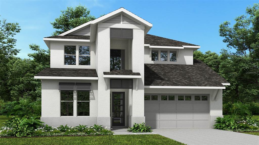 This is a digital rendering of a two-story suburban house with a two-car garage — 18520 WITHERS PLACE, BRADENTON, FL