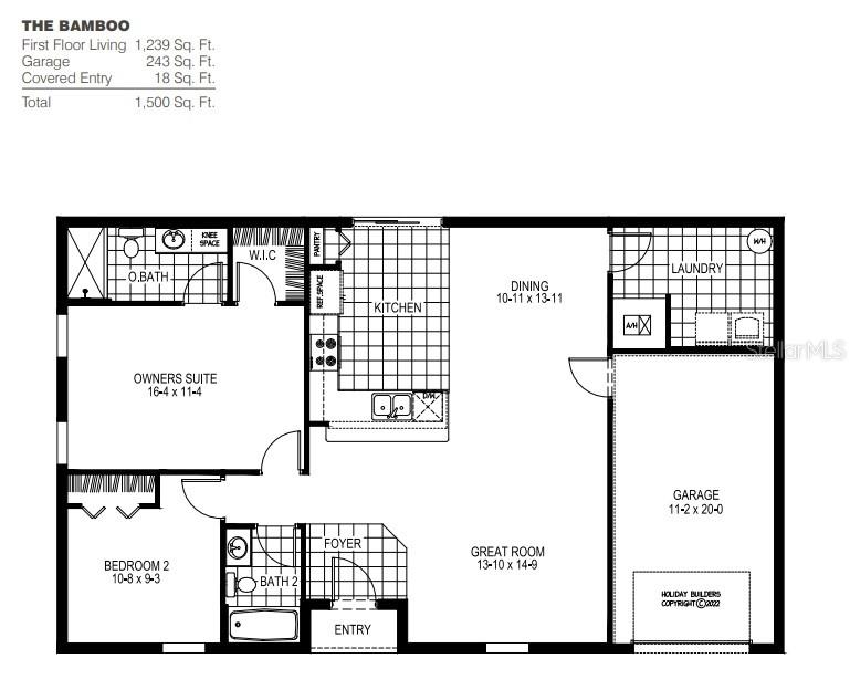 This is a floor plan for a single-story home named The Bamboo — 645 PARAKEET COURT, POINCIANA, FL
